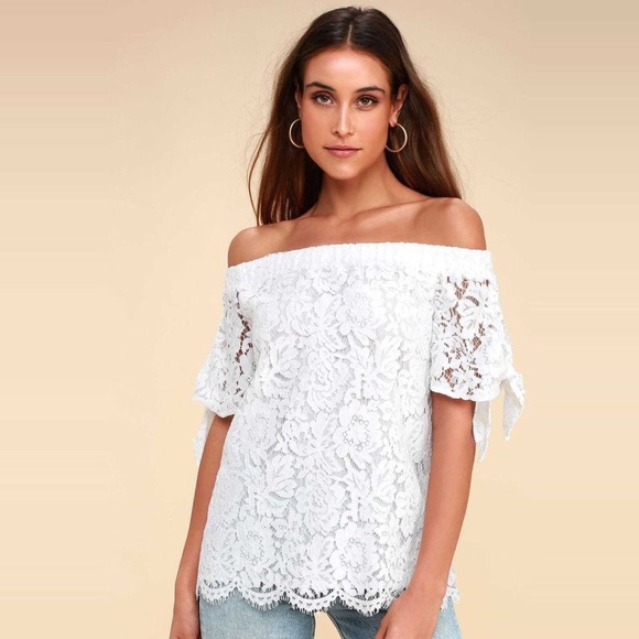 💥 CLEARANCE Over Floral Lace Boho Off Shoulder Top - Picture 5 of 7